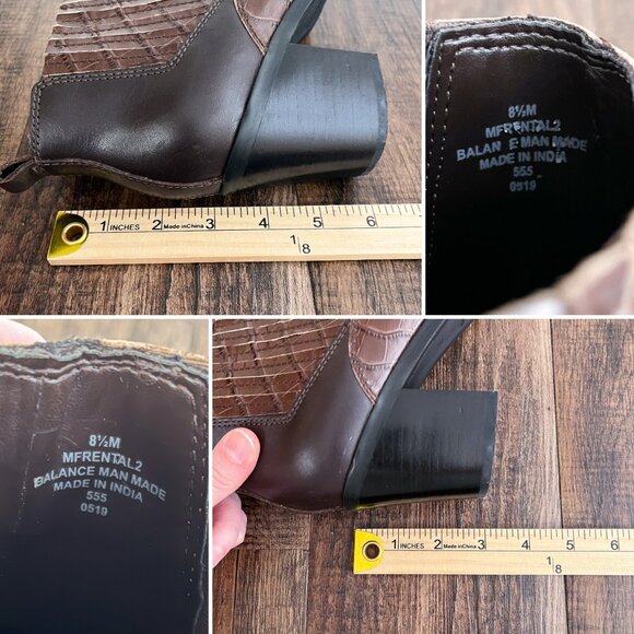 Marc Fisher Croc Embossed Faux Leather Ankle Bootie Pointed Toe Size 8.5 Brown - Picture 15 of 16